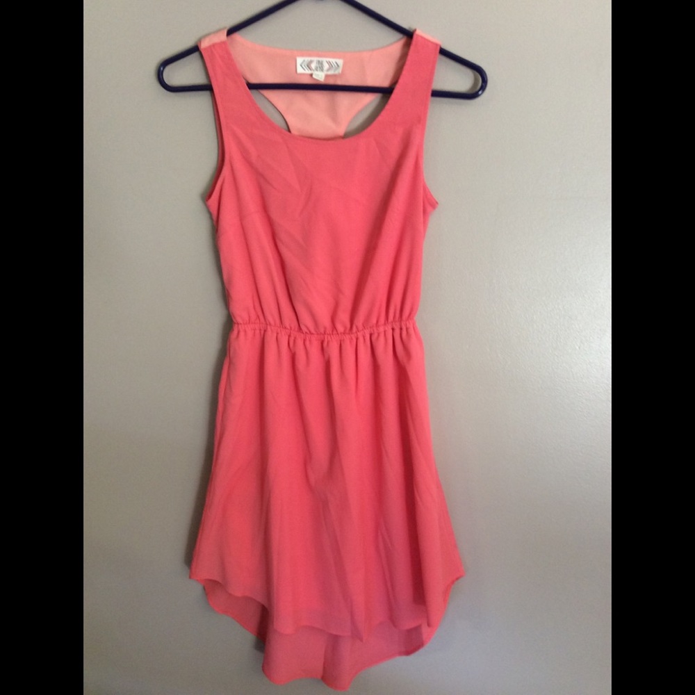 Pink Rose High Low Dress Peach XS